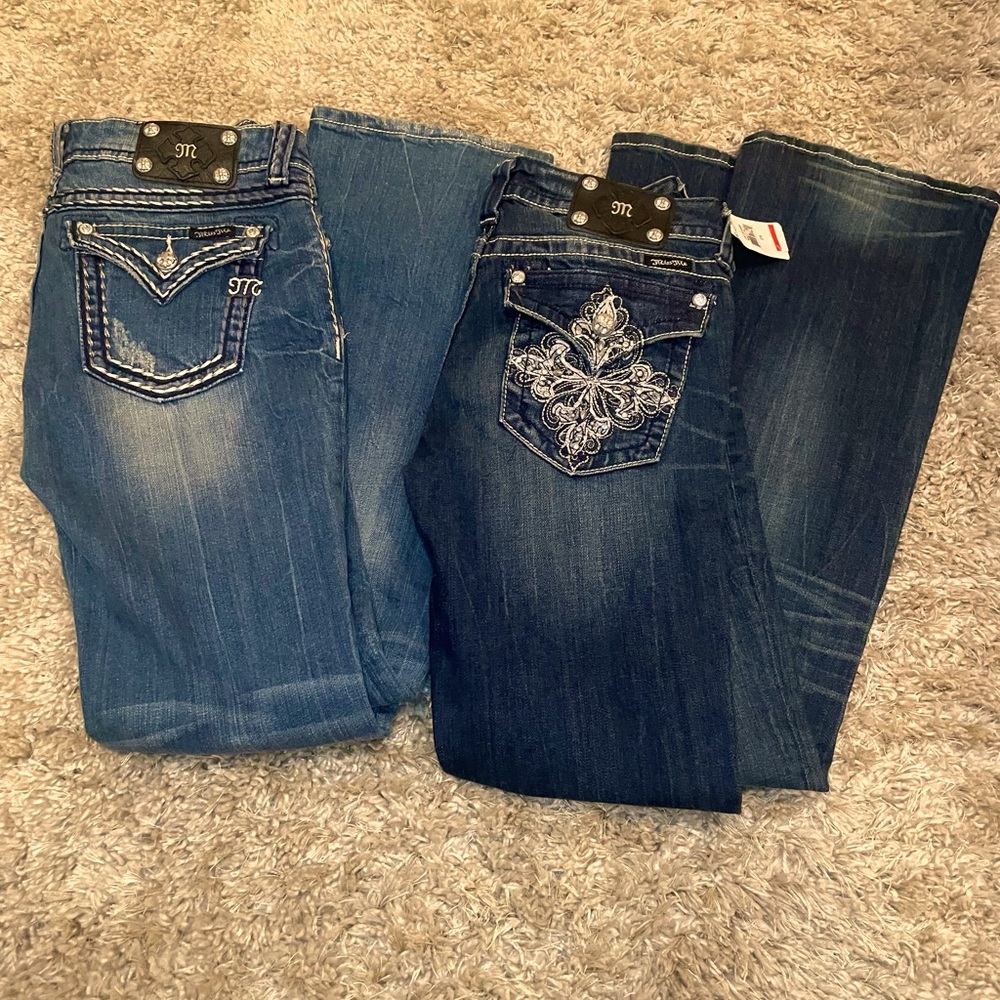 Lot of 2 Miss Me Jeans Boot Brand new 29x34 Mid rise designer logo